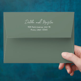 Minimal Sage Green Modern Wedding Envelope