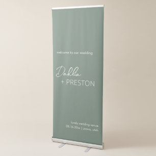 Minimal Sage Green Modern Wedding Retractable Banner