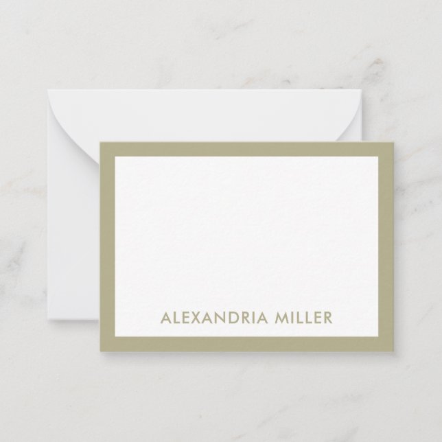 Minimal Sage Green Monogram Name Card (Front)