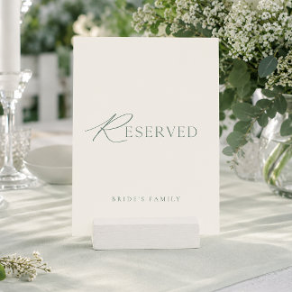 Minimal Sage Green Reserved Wedding Seating Card