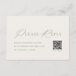 Minimal Sage Green RSVP Card with QR Code