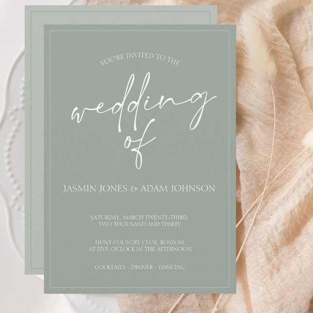 Minimal Sage Green Script Wedding Invitation (Creator Uploaded)