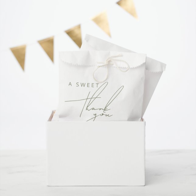 Minimal Sage Green Sweet Thank You Wedding Favour Bags (Party)