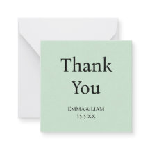 Minimal sage green Thankyou card