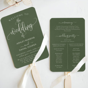 Minimal Sage Green We Do Wedding Program Hand Fan