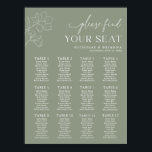 Minimal Sage Green Wedding 12 Table Seating Chart<br><div class="desc">Minimal Sage Green Wedding 12 Table Seating Chart.</div>