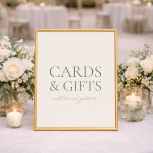 Minimal Sage Green Wedding Cards & Gifts Sign