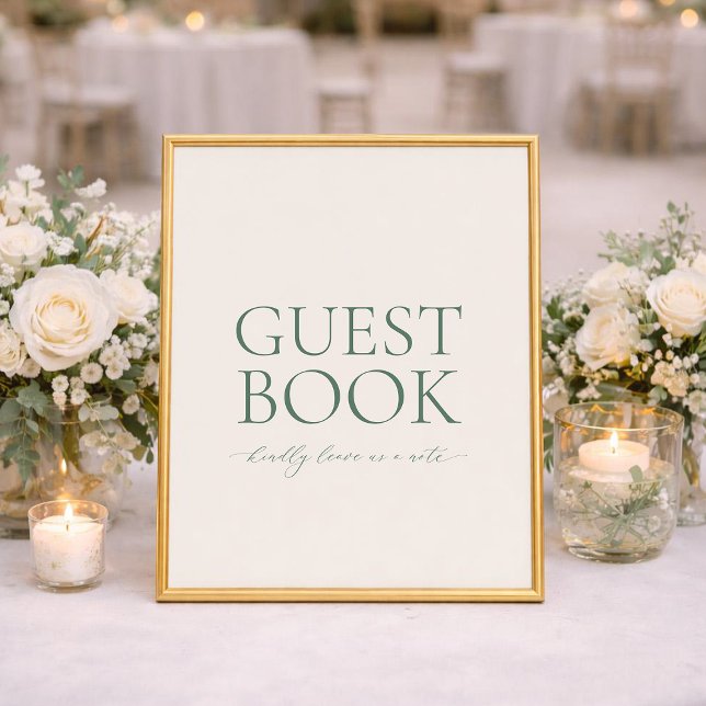 Minimal Sage Green Wedding Guest Book Sign (Creator Uploaded)