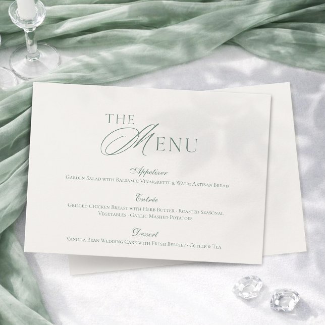 Minimal Sage Green Wedding Menu Card (Creator Uploaded)