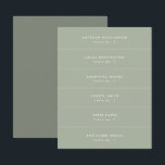 Minimal Sage Green Wedding Place Name Card<br><div class="desc">These modern and minimal sage green wedding place cards are for DIY cutting - simply customise them with your guest's names and trim the cards along the white lines. Slim and elegant sage green escort cards are the perfect fit for a modern wedding - this item is part of a...</div>