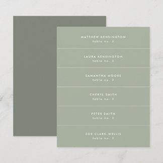 Minimal Sage Green Wedding Place Name Card