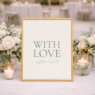 Minimal Sage Green “With Love” Wedding Favor Sign