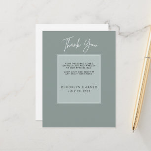 Minimal Sage Wedding Thank You Announcement Postcard