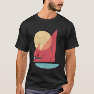 Minimal Sailboat Vintage Sailing Sunset Sunrise T-Shirt