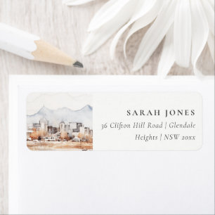 Minimal Salt Lake City Utah Watercolor Address