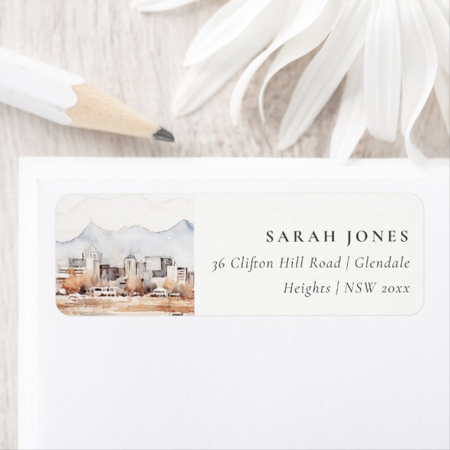 Minimal Salt Lake City Utah Watercolor Address (Insitu)