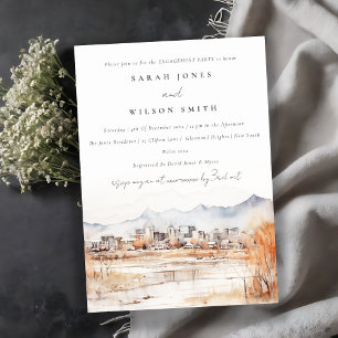 Minimal Salt Lake City Utah Watercolor Engagement Invitation