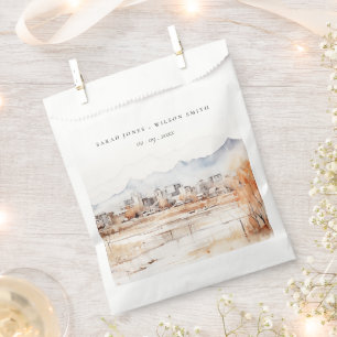 Minimal Salt Lake City Utah Watercolor Wedding Favour Bags