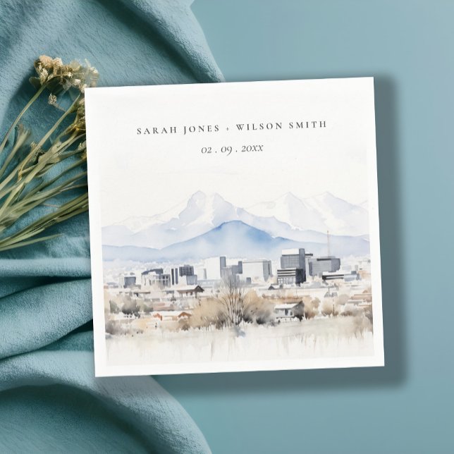 Minimal Salt Lake City Utah Watercolor Wedding Napkin (Creator Uploaded)