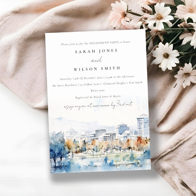 Minimal San Jose, California Watercolor Engagement Invitation (Creator Uploaded)