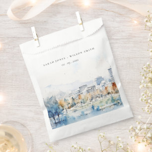 Minimal San Jose, California Watercolor Wedding Favour Bags