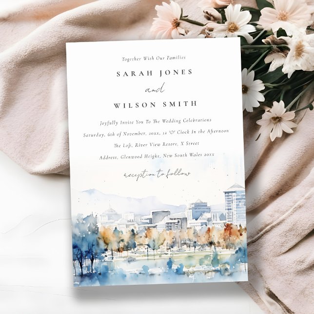 Minimal San Jose, California Watercolor Wedding Invitation (Creator Uploaded)