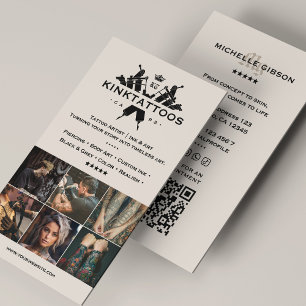 Minimal Sand Tattooist Modern Tattoo Artist Grid Business Card