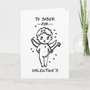 Minimal Sarcastic Cupid, Sober For Valentine's Day Card
