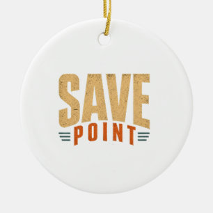 Minimal Save Point Gamer Ceramic Tree Decoration