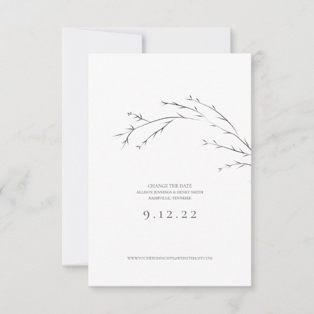 Minimal Save the Date Change the Date Wedding Card (Front)