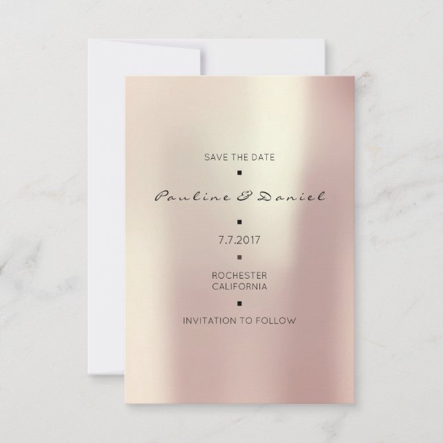 Minimal Save The Date Pink Rose Gold Blush (Front)