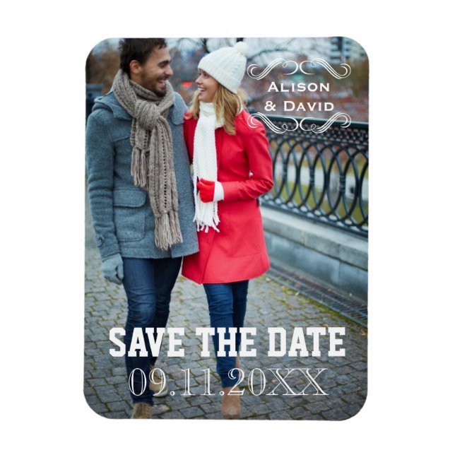 Minimal Save the Date simple wedding photo Magnet (Vertical)