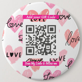 Minimal “Scan Me” QR Code, Simple Accessory  6 Cm Round Badge