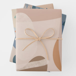 Minimal Scandi Beige Cream Rustic abstract shapes Wrapping Paper Sheet