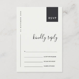 MINIMAL SCANDI BLACK WHITE TYPOGRAPHY WEDDING RSVP ENCLOSURE CARD