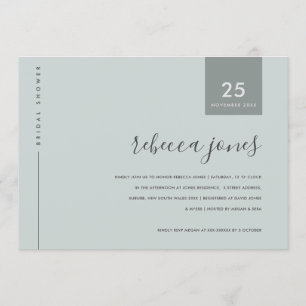 MINIMAL SCANDI BLUE GREY TYPOGRAPHY BRIDAL SHOWER INVITATION
