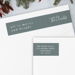 Minimal Scandinavian Forest Green Return Address Wrap Around Label<br><div class="desc">A stylish modern holiday wrap around return address label with a handwritten script font for your family name in white with a dark forest green feature colour in a 'scandi' scandinavian design style. The name and address can be easily customised for a personal touch. A trendy, minimalist and contemporary design...</div>