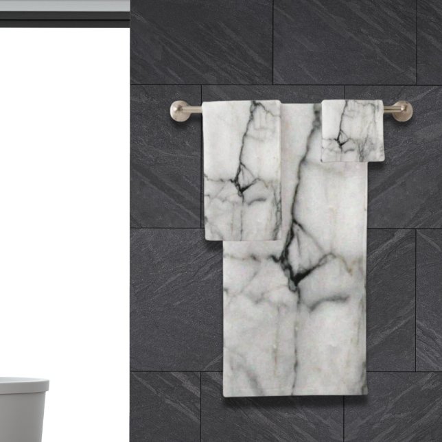 minimal scandinavian modern chic grey white marble bath towel set (minimal scandinavian modern chic grey white marble bath towel set)