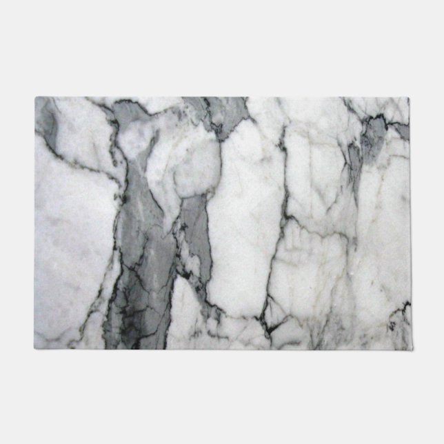 minimal scandinavian modern chic grey white marble doormat (Front)