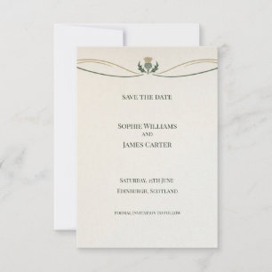 Minimal Scottish Thistle Save the Date Card