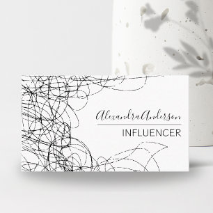 Minimal Scribble Black And White Professional Business Card