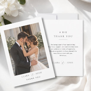 Minimal Script Ampersand 1 Photo Wedding Thank You Card