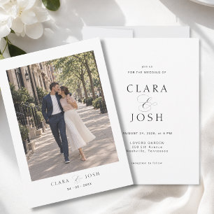 Minimal Script Ampersand Photo Wedding Invitation