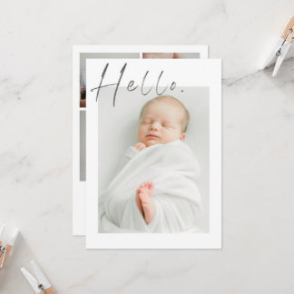 Minimal Script Baby Annoucement Card