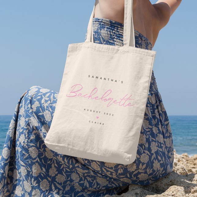 Minimal Script Bachelorette Bridal Party Tote Bag (Creator Uploaded)