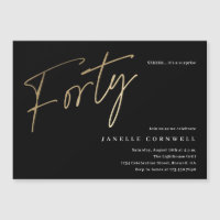 Minimal Script Black Gold 0th Birthday 