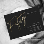 Minimal Script Black Gold 50th Birthday Magnetic Invitation<br><div class="desc">Modern minimalist 50th birthday party invitation features stylish faux gold foil number handwritten script Fifty and your party details in classic serif font on black background colour, simple and elegant, great surprise adult milestone birthday invitation for men and women. the black background colour can be changed to any colour of...</div>