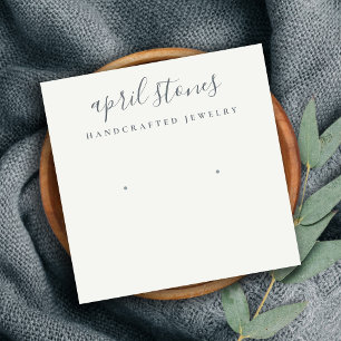 Minimal Script Black Grey White Earring Display Square Business Card