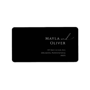 Minimal Script Black Wedding RSVP Return Address Label