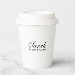 Minimal Script Bridesmaid Coffee Paper Cups